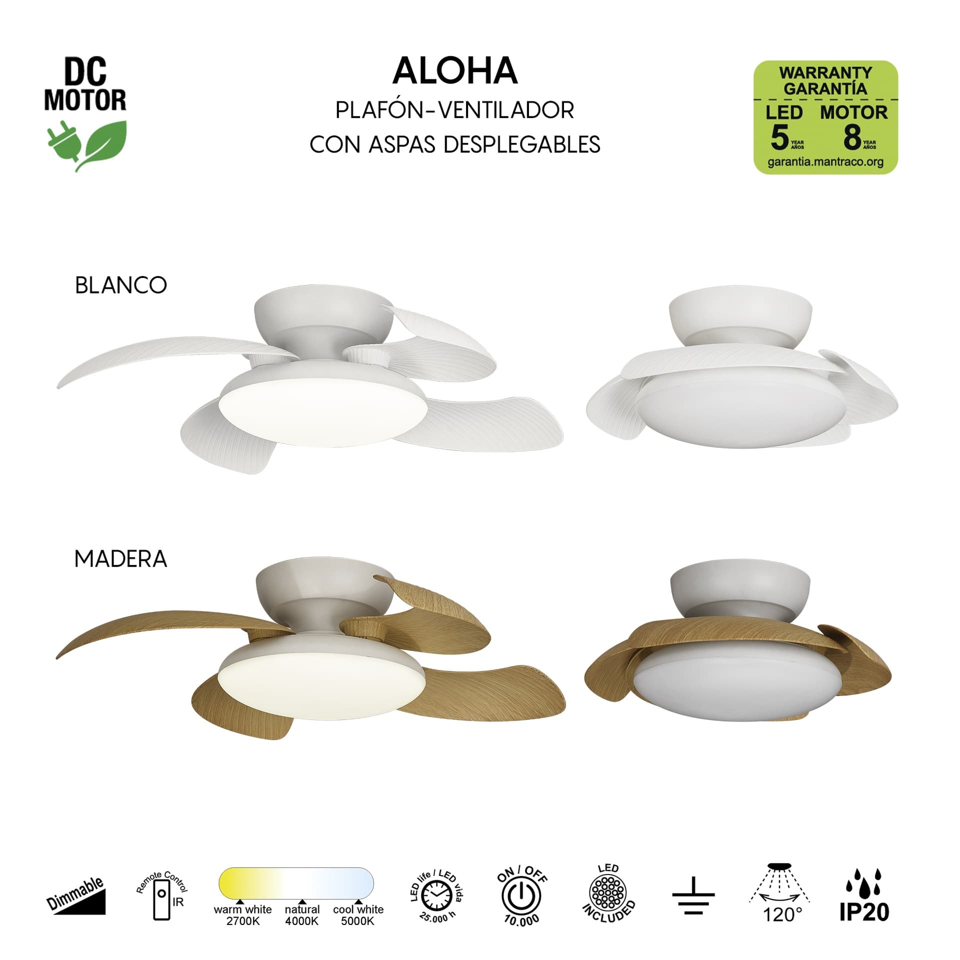 ***DES*** ALOHA * PLAFONNIER / VENTILATEUR - BLANC