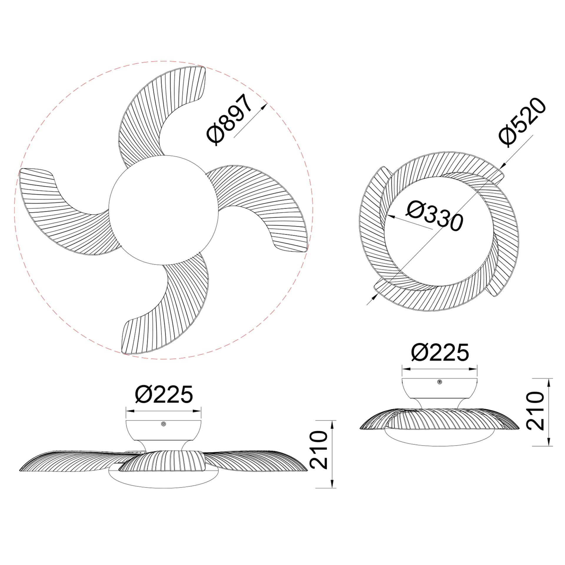 ***DES*** ALOHA * PLAFONNIER / VENTILATEUR - BLANC