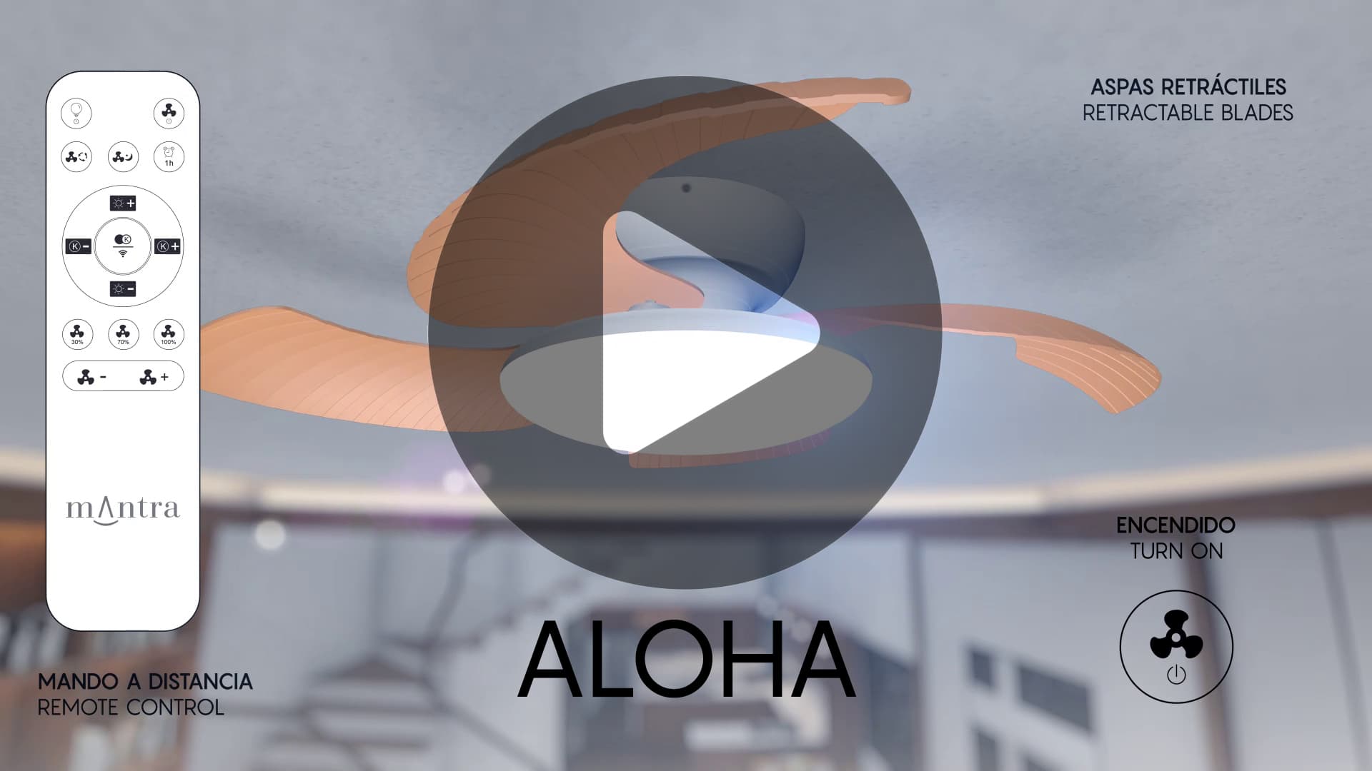 ***DES*** ALOHA * PLAFONNIER / VENTILATEUR - BLANC