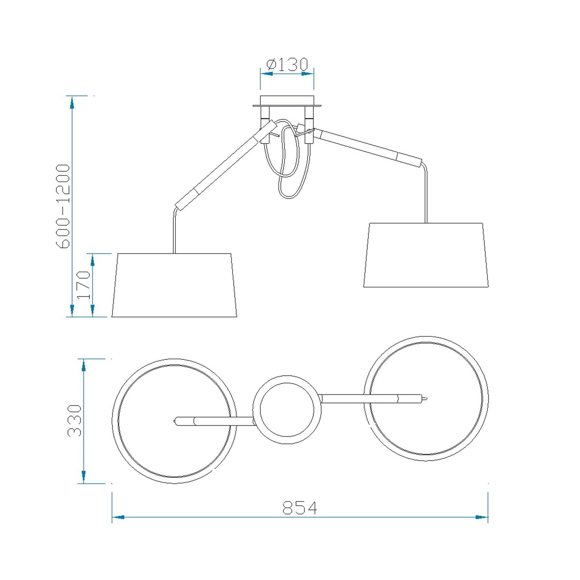***Ofer/Des*** Nordica *Černá/dřevo* Lampa 2L (2 ramena)