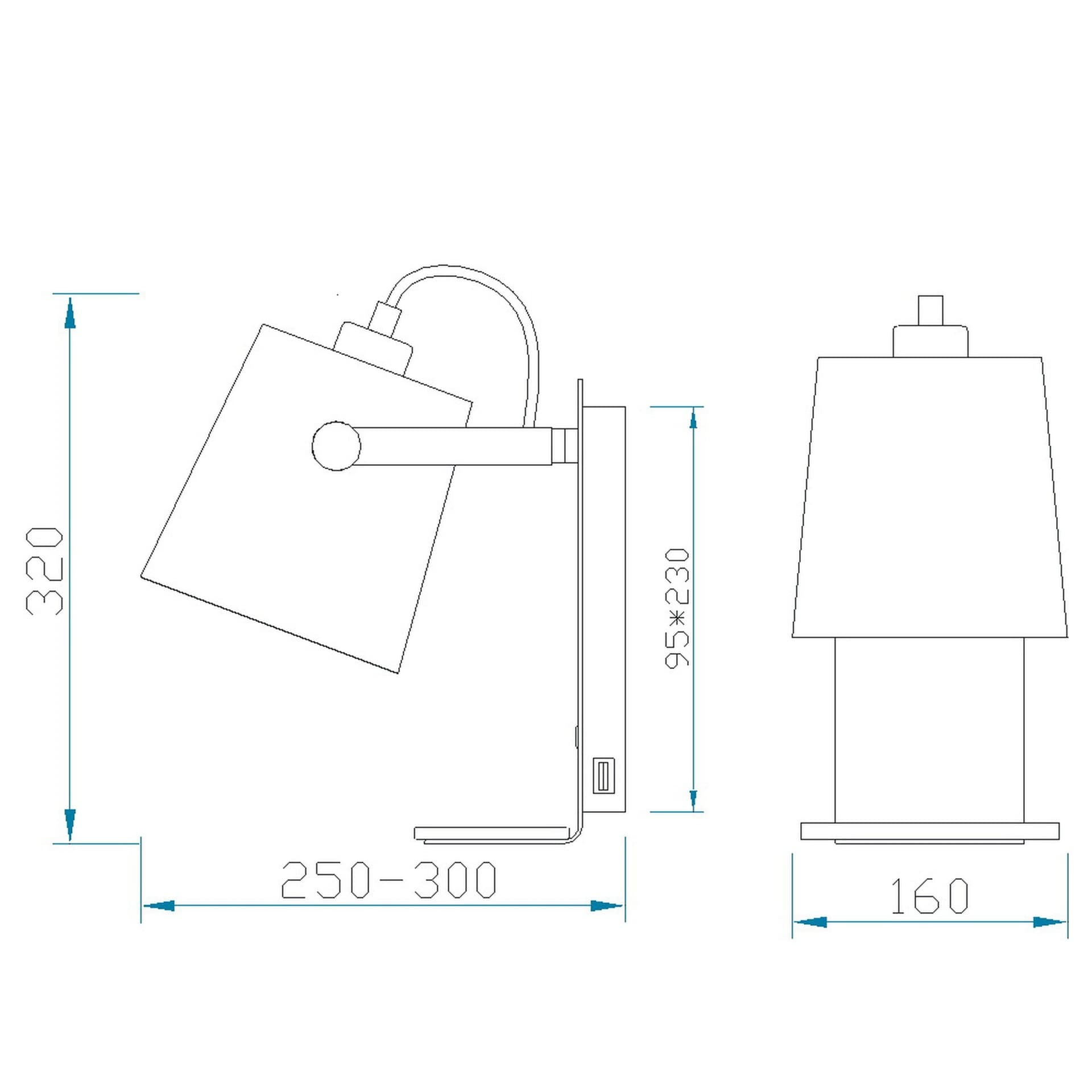 ***Nordica Ii * Nástěnné světlo 1L velké - Usb