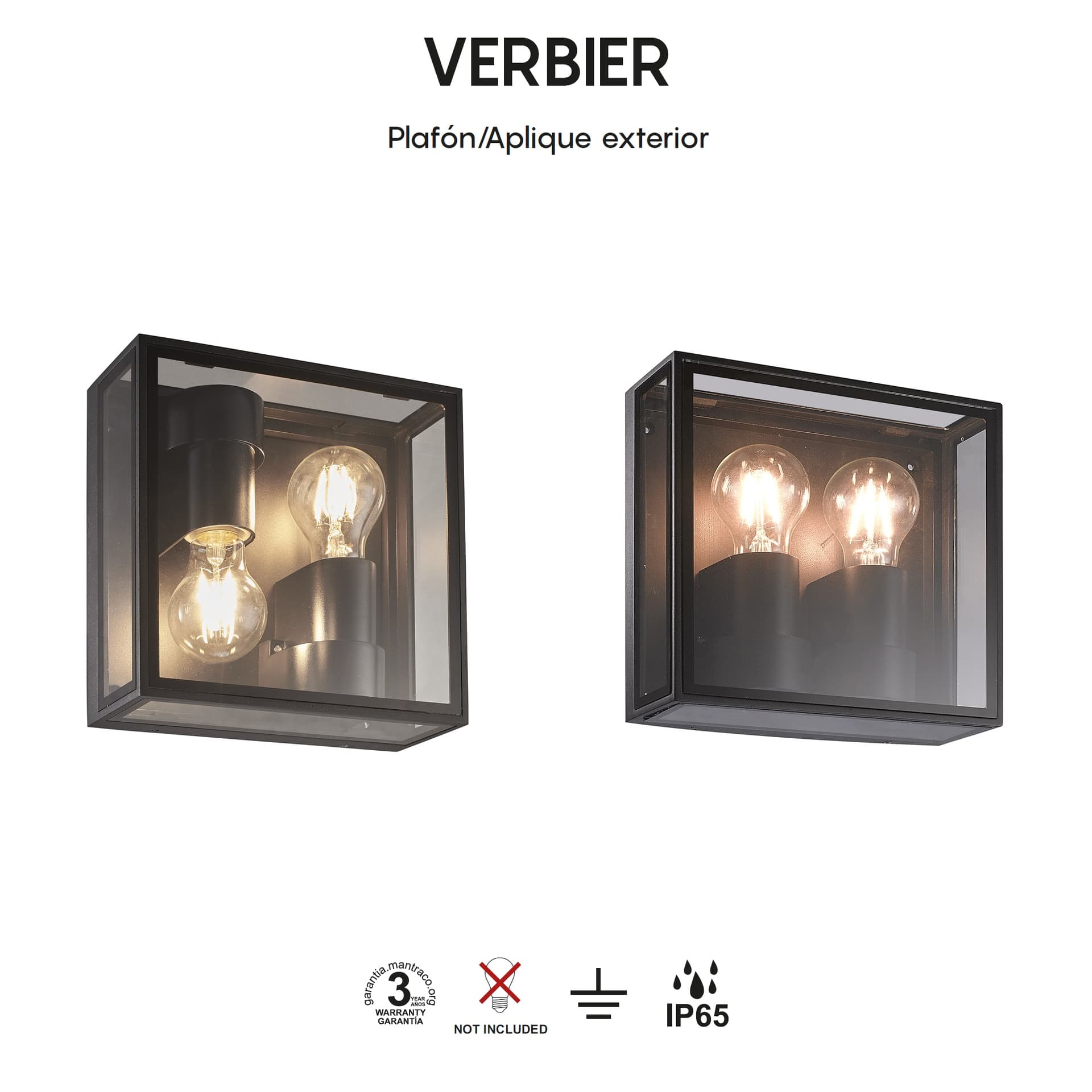 Verbier * Exteriérové nástěnné svítidlo tmavě šedé Ip65 - 2L*E27
