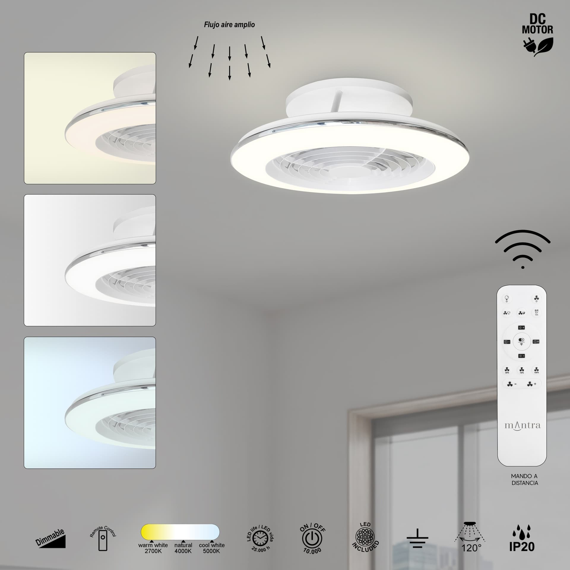 ***NABÍDKA/DES*** ALISIO MINI * VENTILATEUR LED BLANC AVEC TÉLÉCOMMANDE