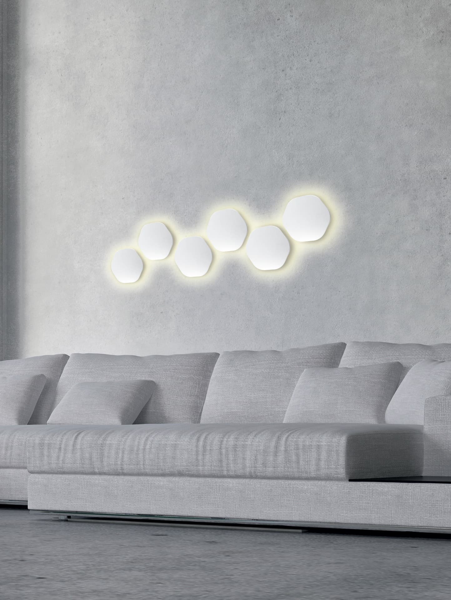***Ofer/Des** Bora Bora * Šestiúhelníkové nástěnné světlo Led Silver - 12W 3000K