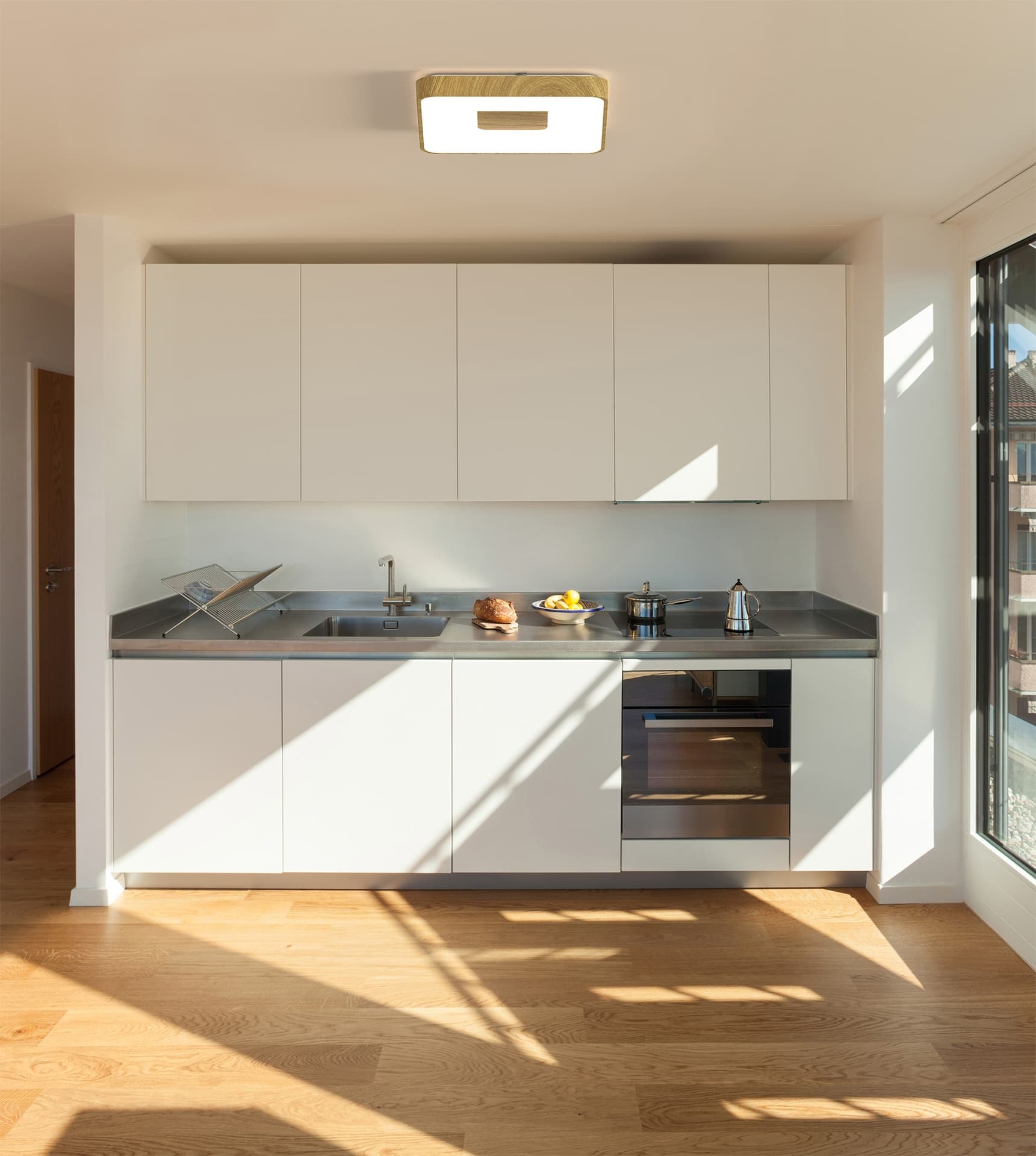 ***DES*** COIN * PLAFONNIER LED CARRÉ 80W - 2700-5000K - AVEC TÉLÉCOMMANDE - BOIS