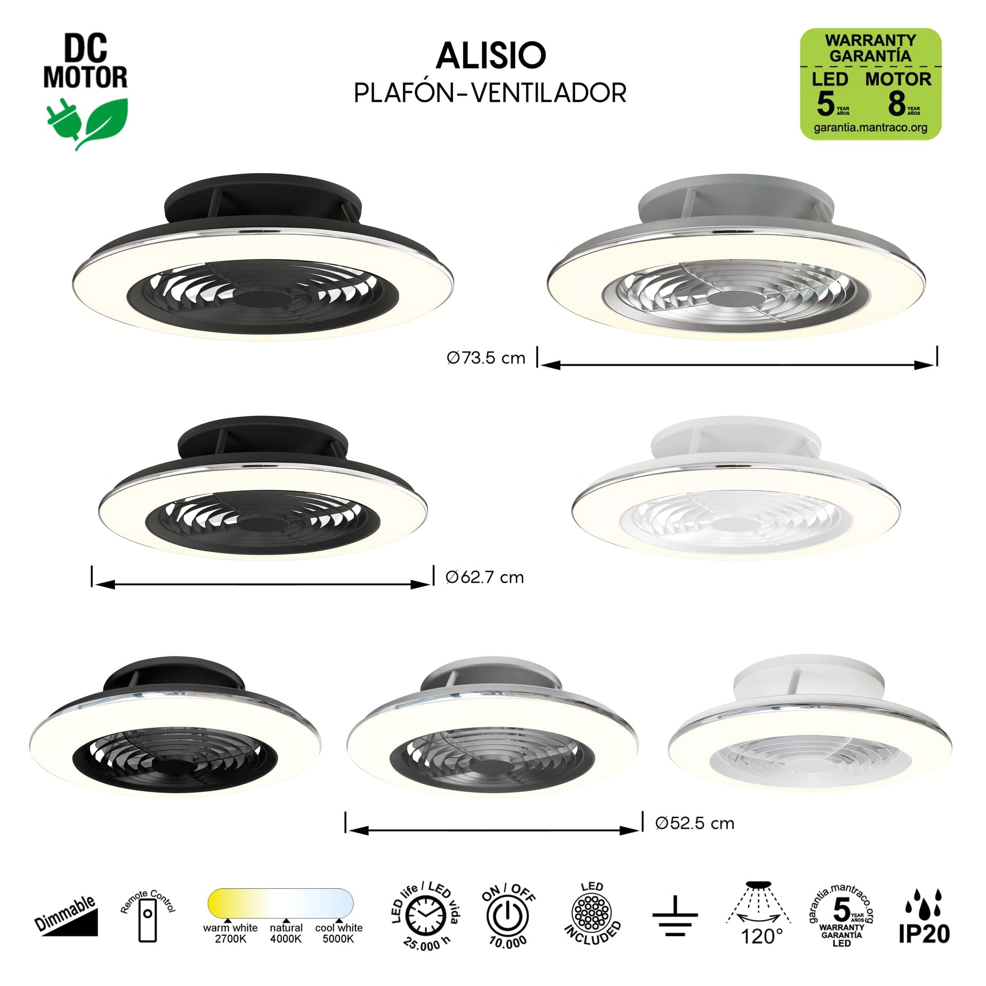 ***NABÍDKA/DES*** ALISIO MINI * VENTILATEUR LED NOIR AVEC TÉLÉCOMMANDE
