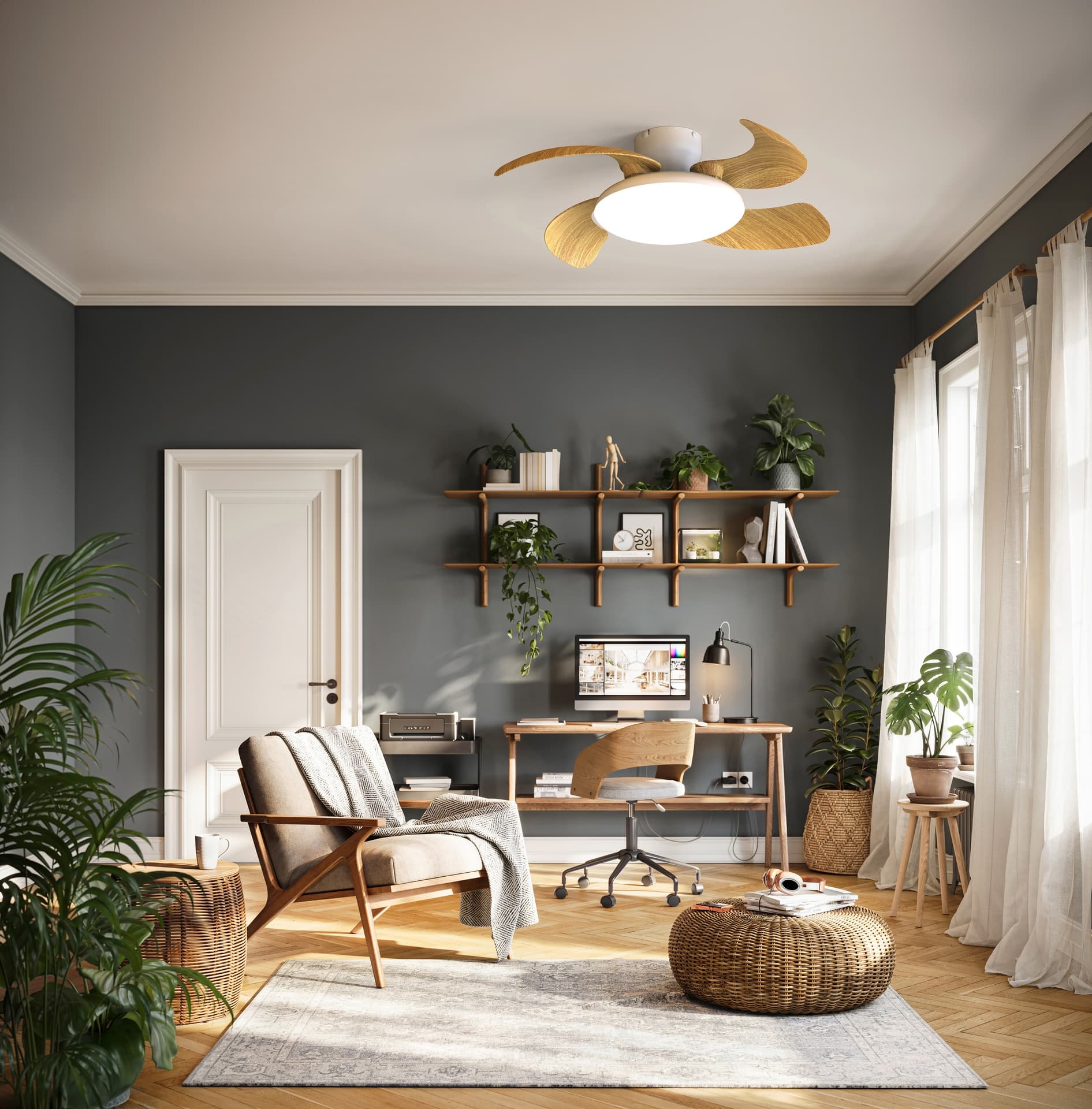 ***DES*** ALOHA * PLAFONNIER / VENTILATEUR - BLANC