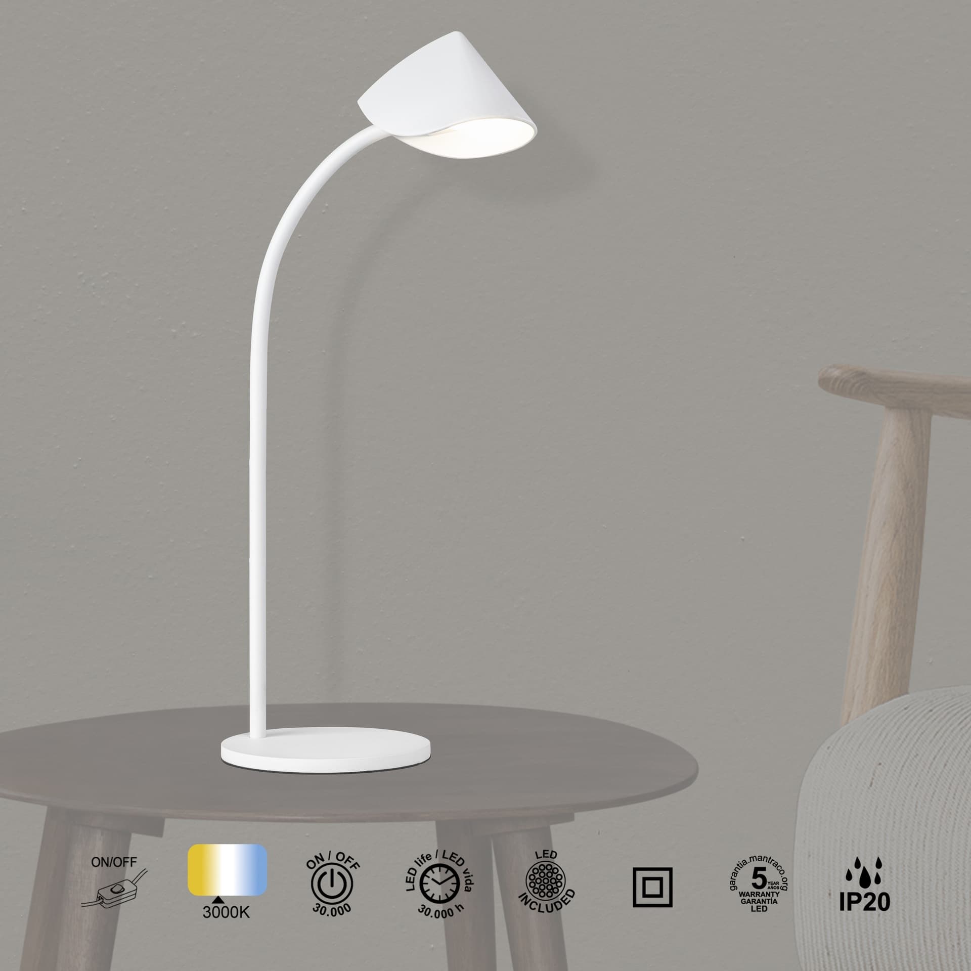 ***OFFRE/DESCRIPTION*** CAPUCCINA * LAMPE DE TABLE HAUTE LED 7W