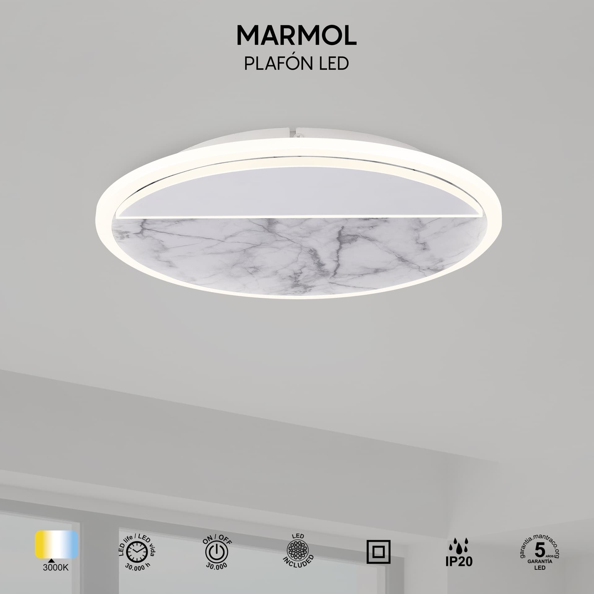 ***NABÍDKA/DES*** MARBRE * APPLIQUE LED 30W - 3000K - MARBRE BLANC